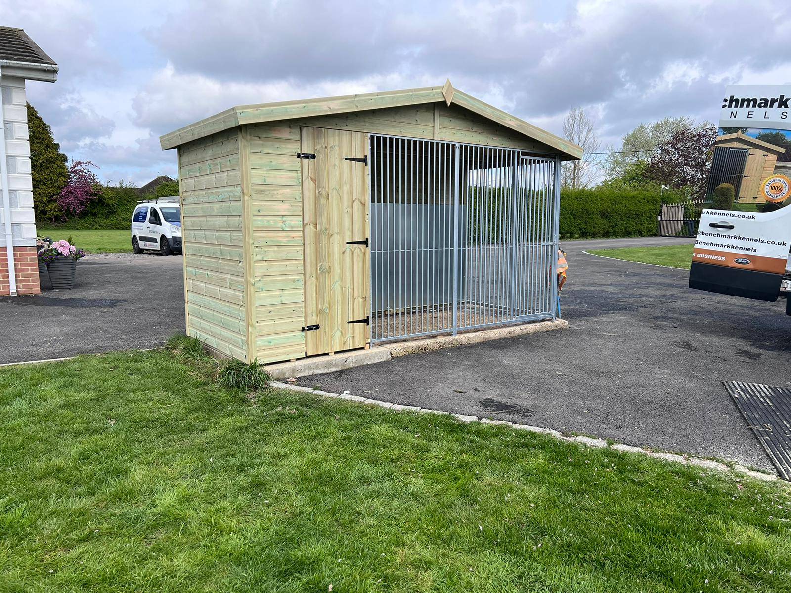 Outdoor dog kennel installation in London - secure weatherproof kennel